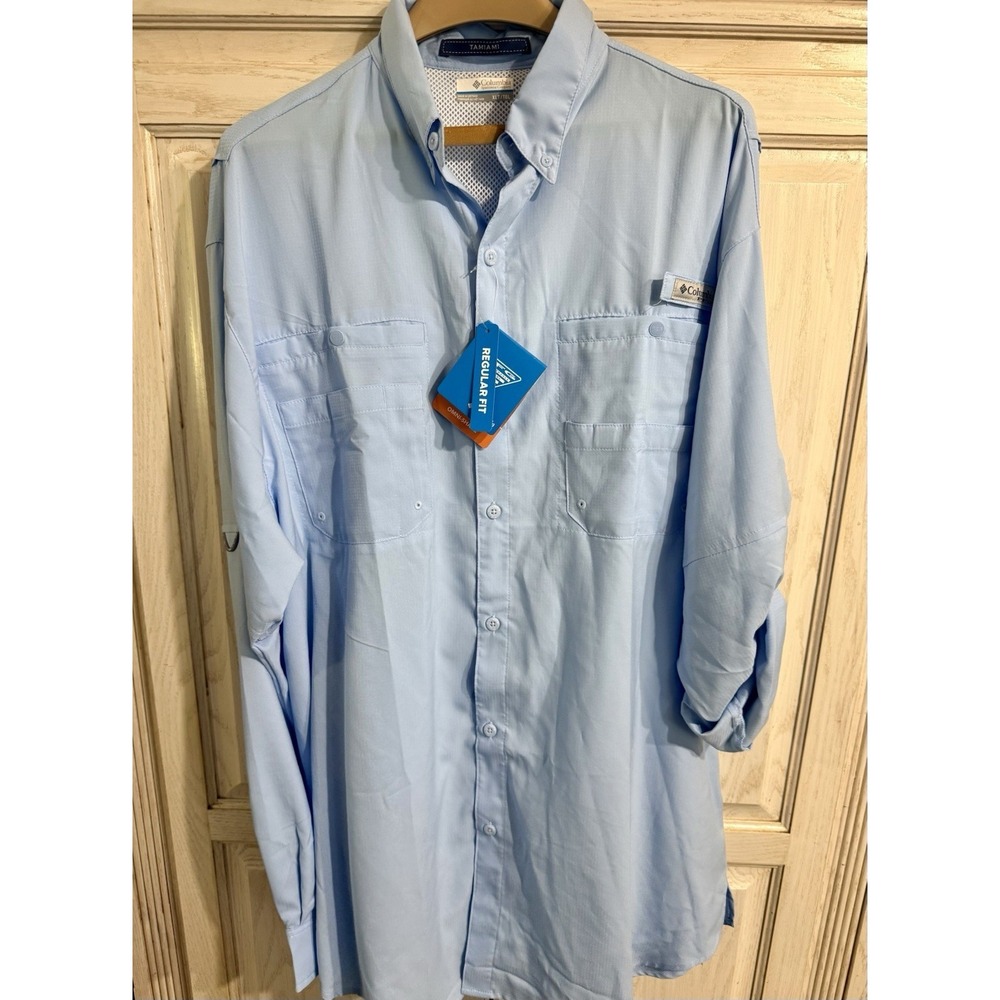 NWT Columbia TAMIAMI PFG Mens XL Tall Blue Vented Button Down Long Sleeve Shirt